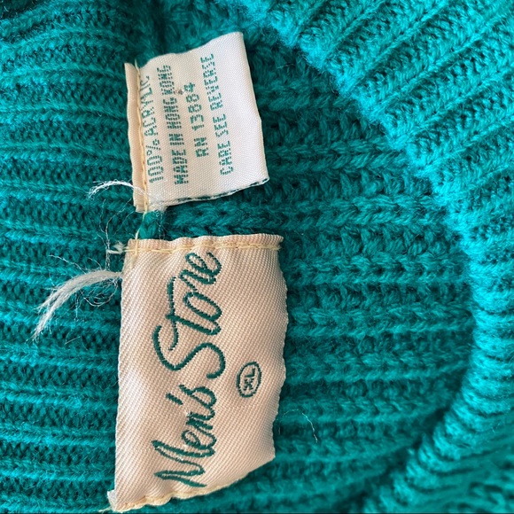 🧃 VINTAGE BLUE GREEN KNIT SWEATER 🧃 - Picture 3 of 3